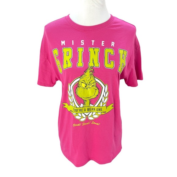 Dr. Seuss Mister Grinch You’re a Mean One Graphic Tee Shirt Pink Size Medium - Picture 10 of 10